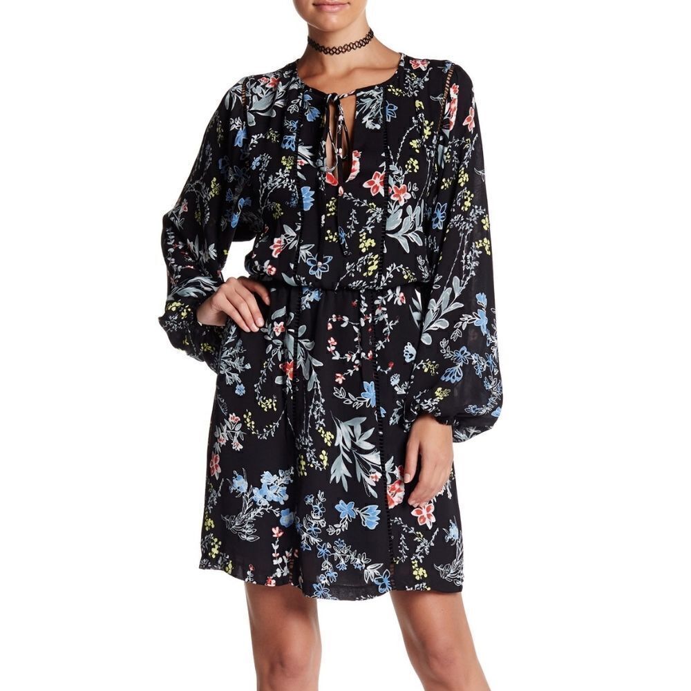 Front Tie Print Dress